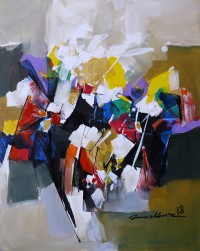 Mashkoor Raza, 24 x 30 Inch, Oil on Canvas, Abstract Painting, AC-MR-112